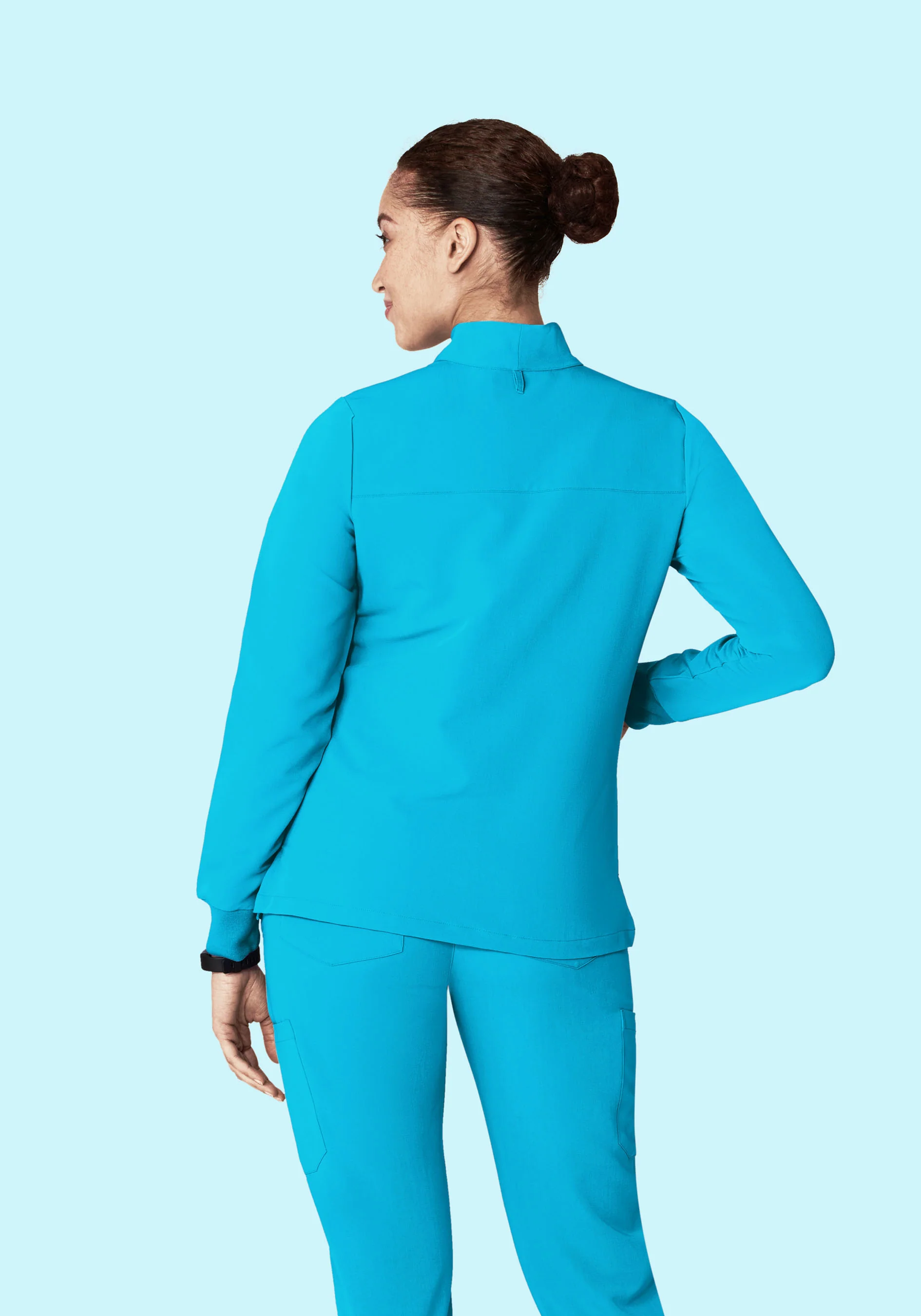 Women's Modern Scrub Jacket Pacific Blue - Image 5