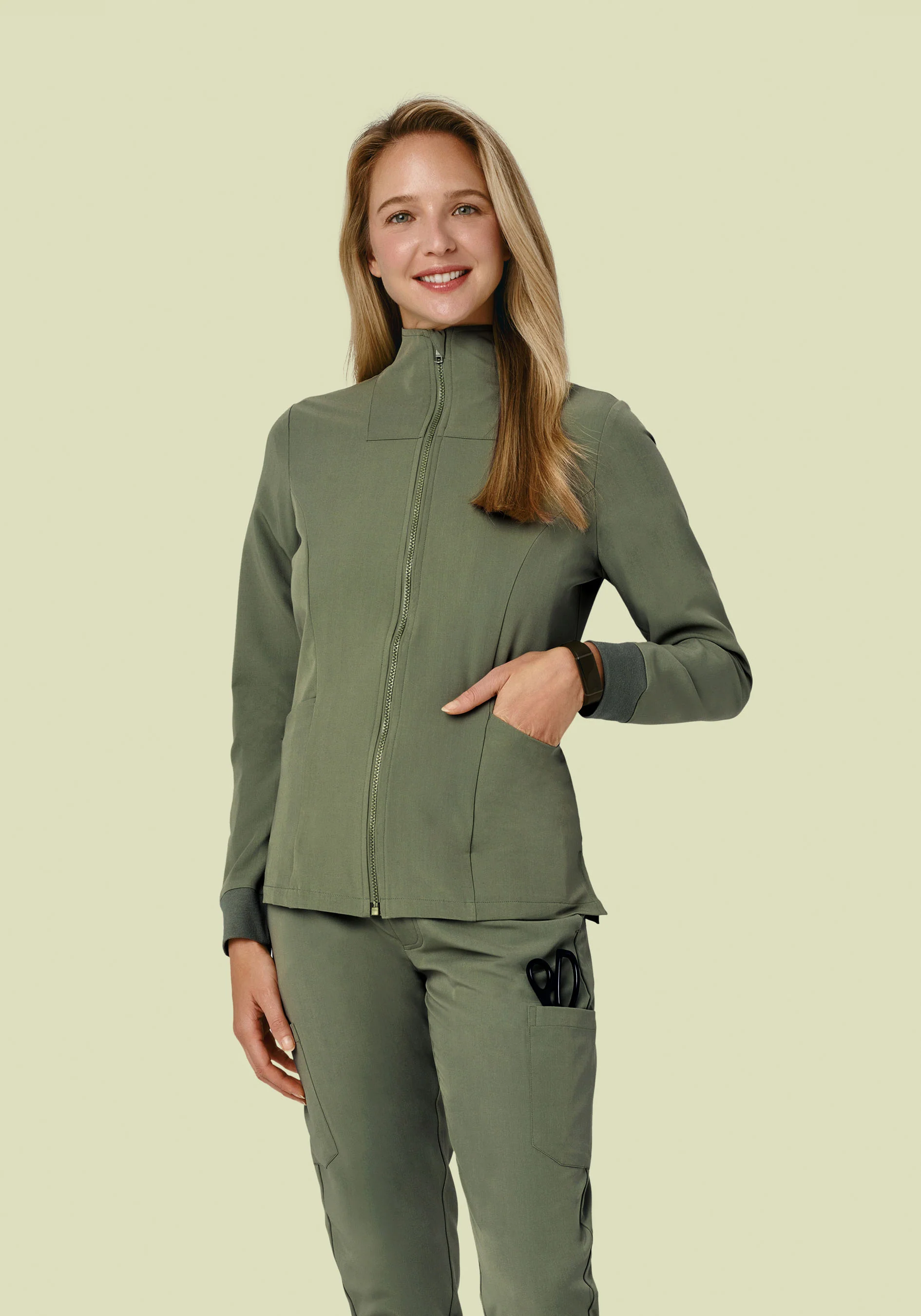 Women's Modern Scrub Jacket Sage - Image 3